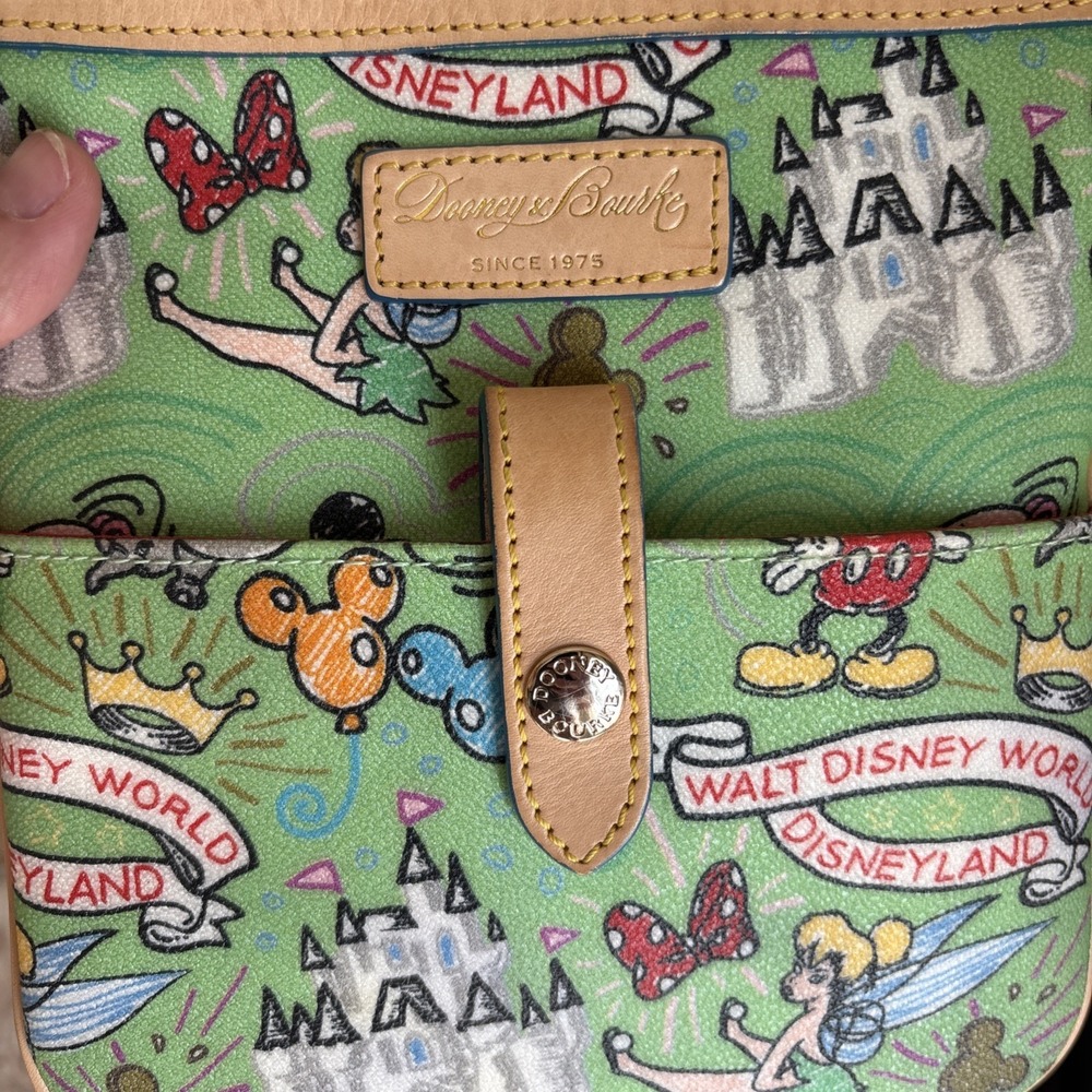Dooney  & Bourke Disney Tinker Bell Letter Carrier Green Crossbody - Picture 2 of 15